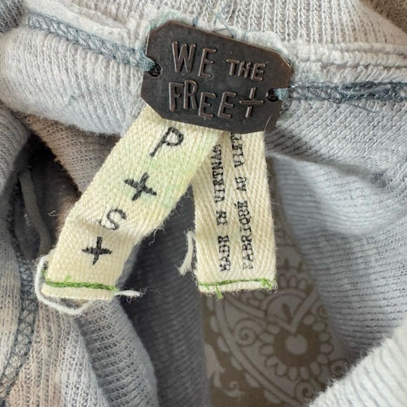 We The Free Size Small Free People Tara Split Back Turtleneck Slub Light Gray - Picture 7 of 8